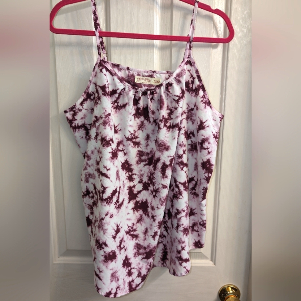 XL Faded Glory White Tie Dye Tank Top
